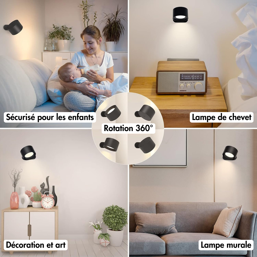 LumiLight™ - La lampe murale sans fil idéale pour tous vos espaces