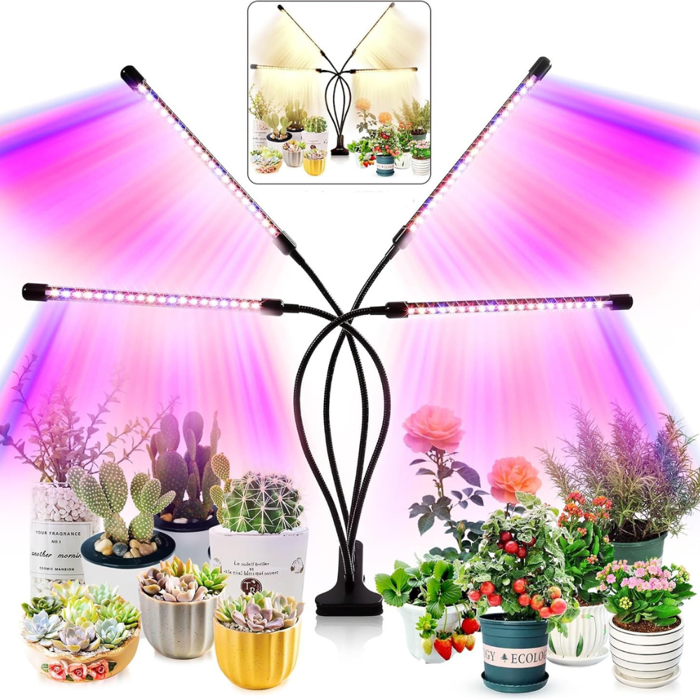 Lampe de croissance LED à 4 têtes – Boostez vos plantes en intérieur
