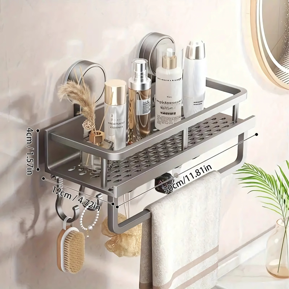 Étagère Murale de Salle de Bain en Aluminium – Fixation Sans Perçage