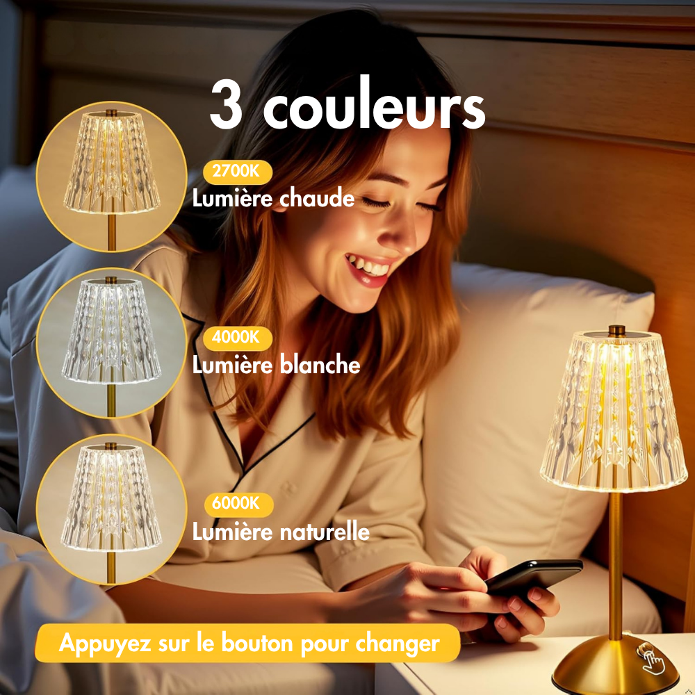 Lampe de Chevet Cristal Sans Fil