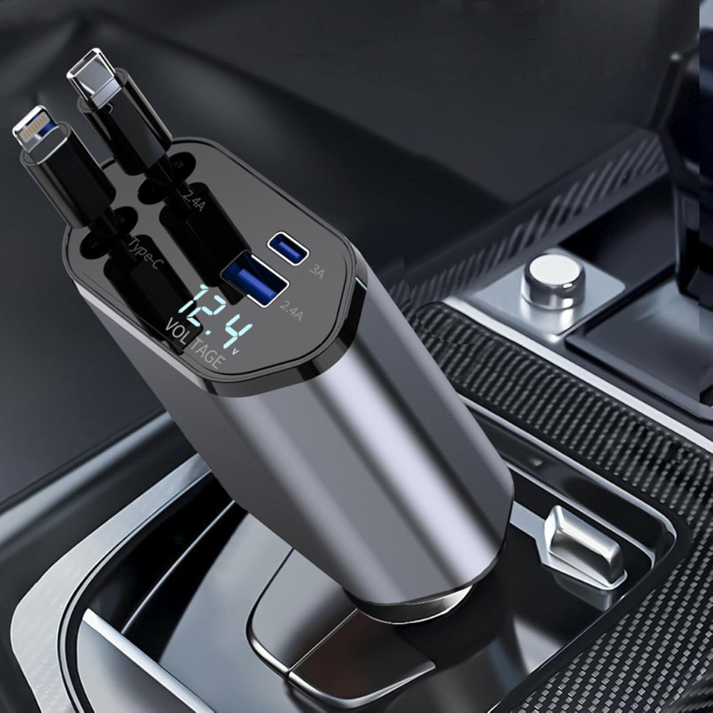 Chargeur voiture intelligent avec câbles intégrés