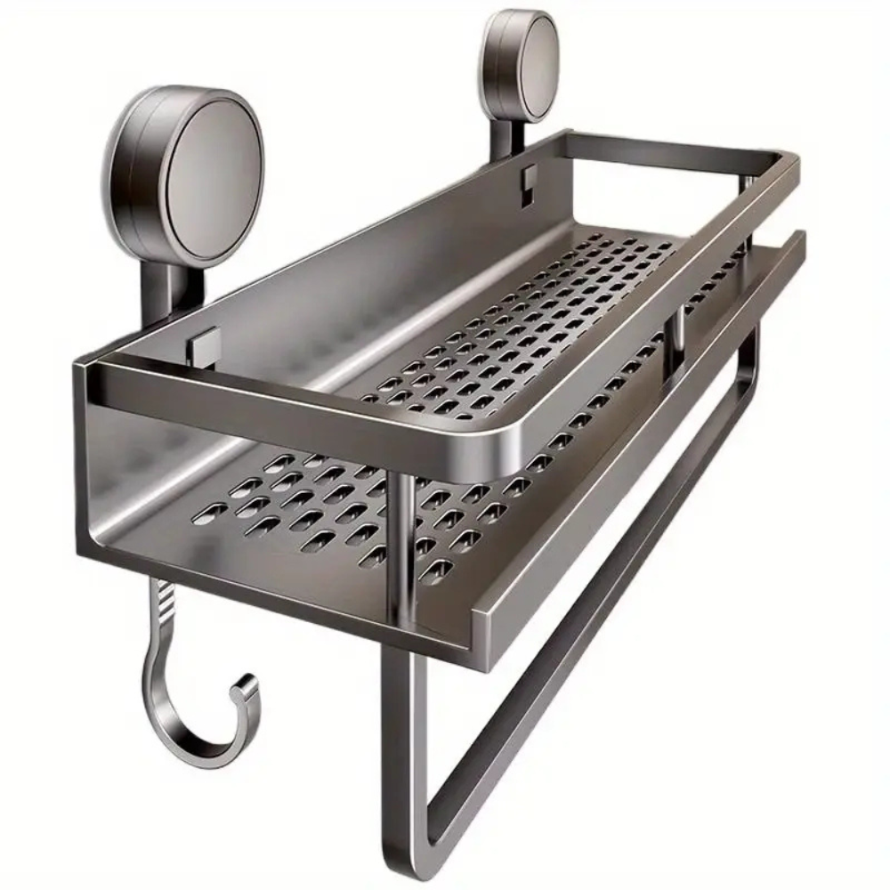 Étagère Murale de Salle de Bain en Aluminium – Fixation Sans Perçage