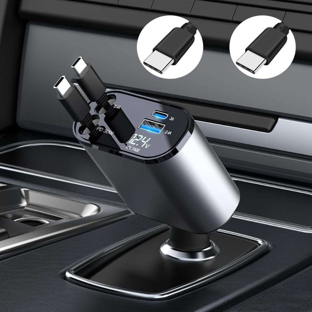 Chargeur voiture intelligent avec câbles intégrés