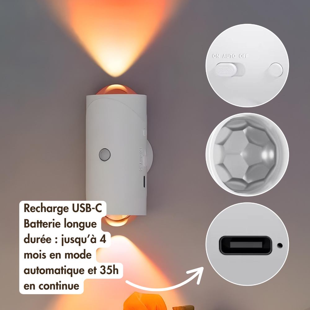 Lampe Murale Intelligente avec Détecteur de Mouvement et Ambiance Multicolore