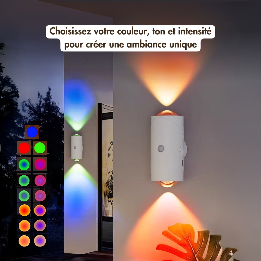 Lampe Murale Intelligente avec Détecteur de Mouvement et Ambiance Multicolore