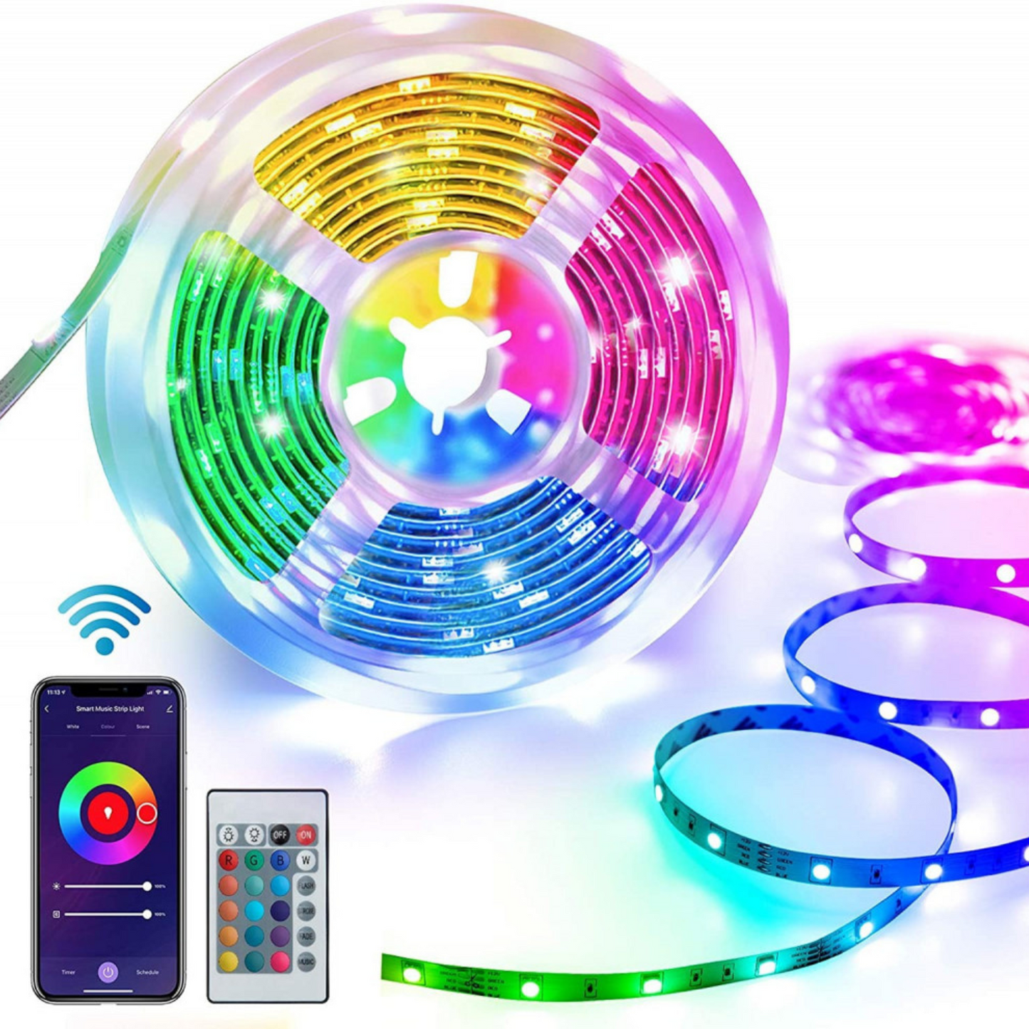 Ruban LED multicolore d'intérieur télécommande et application