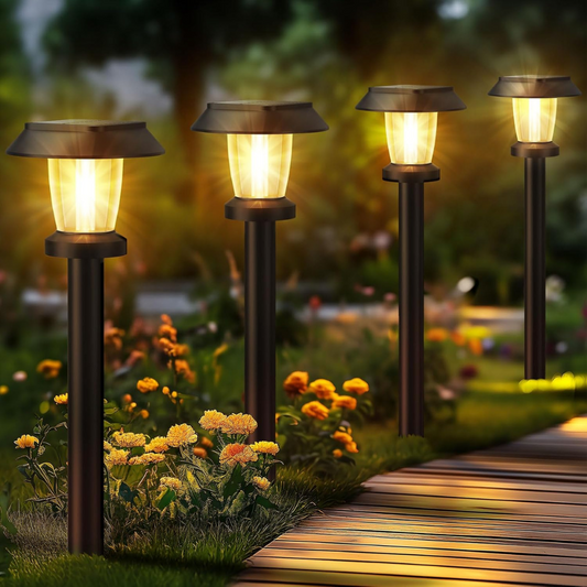 Lot de 4 Lampes Solaires LED d’Extérieur - Éclairage élégant et autonome pour votre jardin