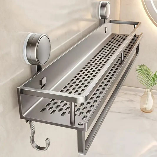 Étagère Murale de Salle de Bain en Aluminium – Fixation Sans Perçage