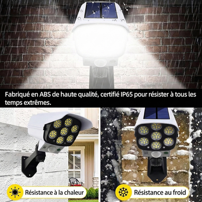 Projecteur solaire de sécurité à détection de mouvement – Design caméra dissuasif
