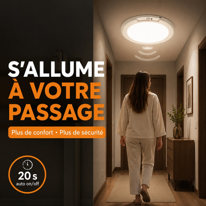 Plafonnier LED Sans Fil avec Détecteur de Mouvement – Installation en 5 Minutes