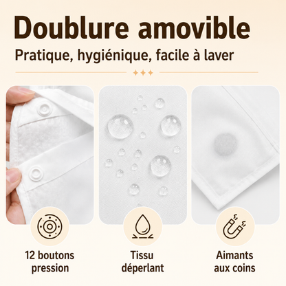 Rideau de Douche 3-en-1 Sans Crochets avec Doublure Amovible