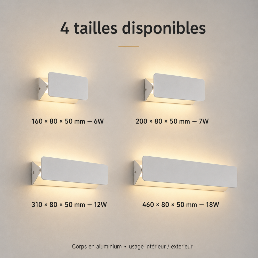 Applique murale LED réglable – design moderne intérieur / extérieur