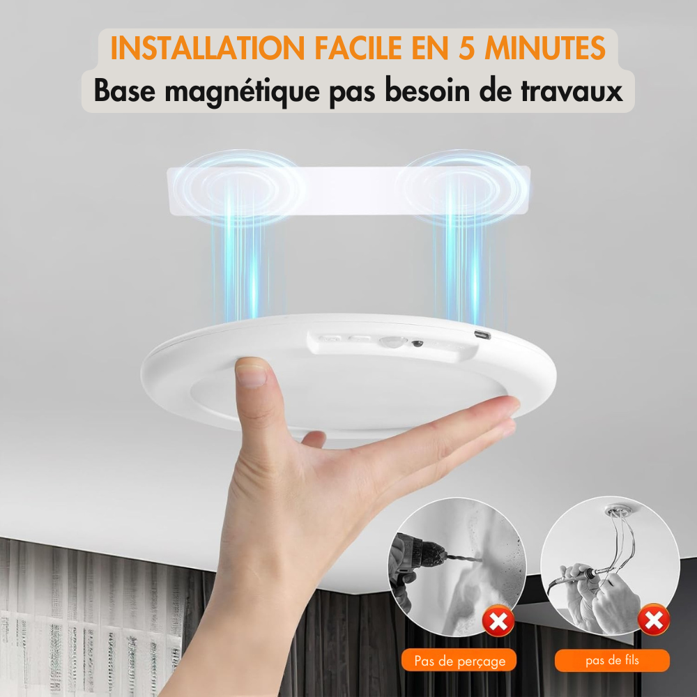Plafonnier LED Sans Fil avec Détecteur de Mouvement – Installation en 5 Minutes