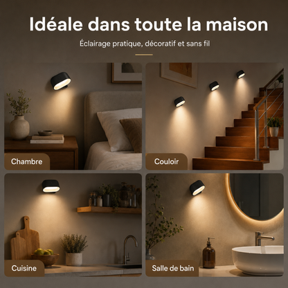Lampe murale LED magnétique sans fil – éclairage intelligent, rechargeable et ultra polyvalent