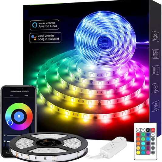 Ruban LED multicolore d'intérieur télécommande et application